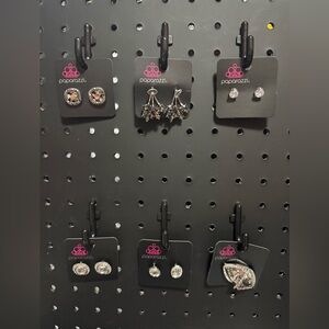 Paparazzi Silver and Black Earring  - 6 pairs of Earrings - Set #10